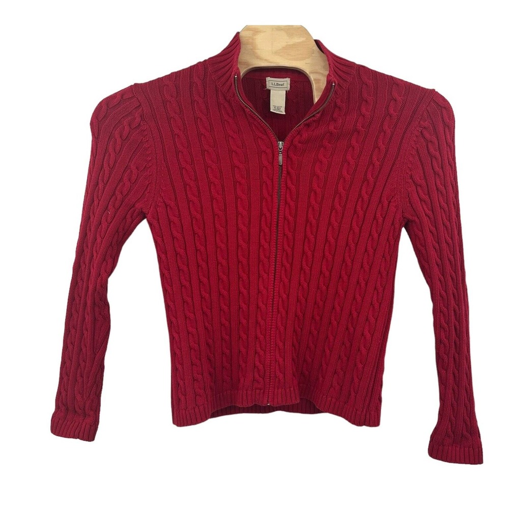 L.L. Bean Red Cable Knit Sweater